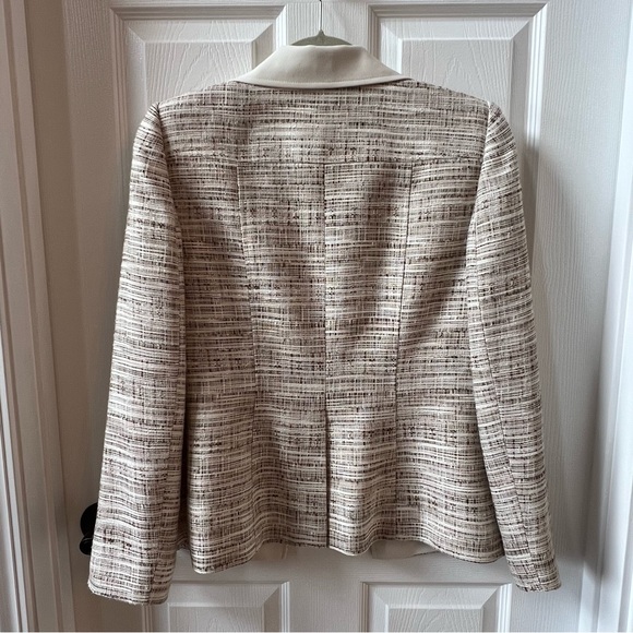 ⭐️ Liz Claiborne Suits Open Tweed Blazer Brown Ivory Size 8P - Picture 8 of 13